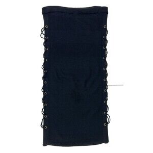 Alice + Olivia Lace Up Side Knit Wool Skirt Bodycon Pencil Black Stretch M EUC